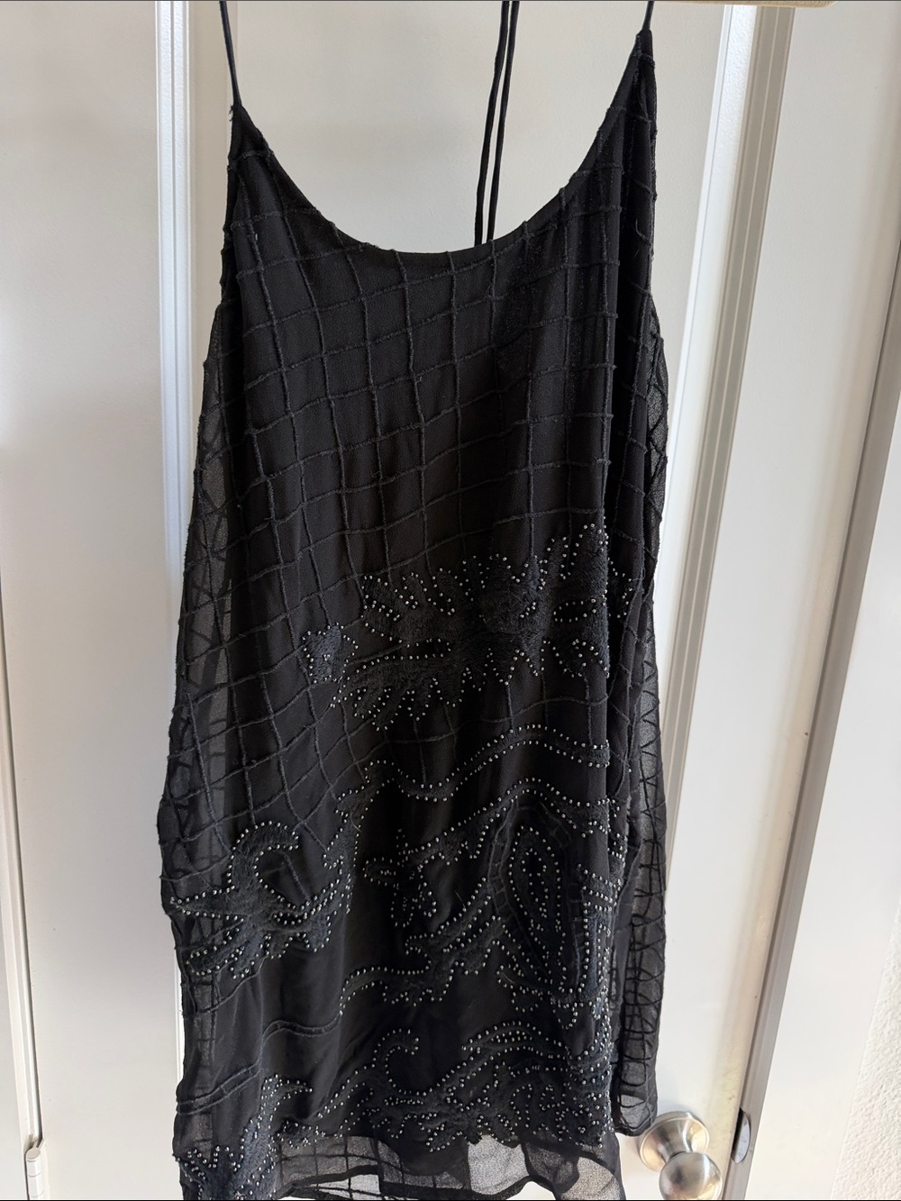 Staring at Stars Black Beaded Mini Slip Dress
